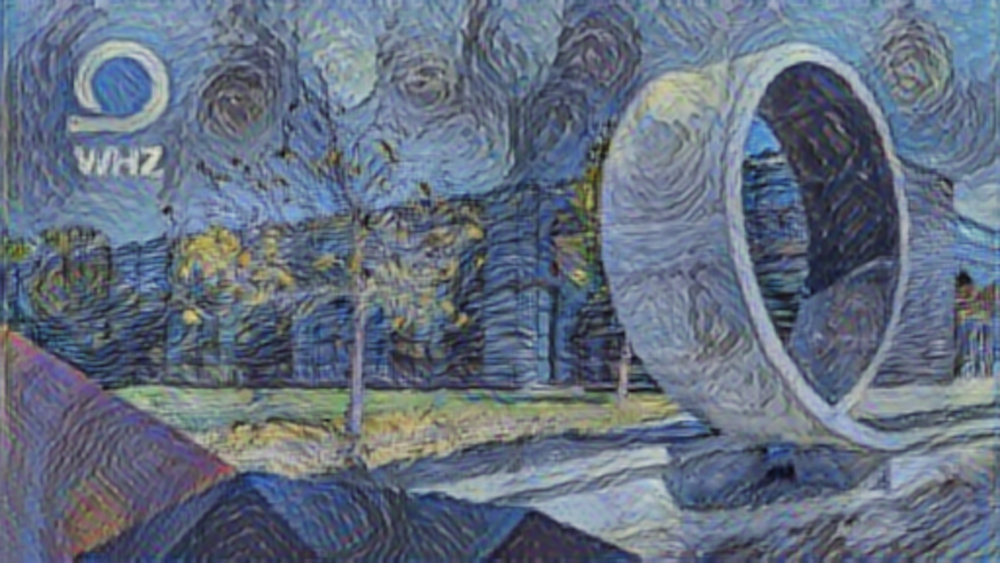 Bild im Stile von Van Gogh welches den Campus Scheffelstraße der WHZ zeigt