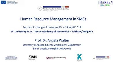 Foto: Startbild einer Präsentation. Thema: Human Resource Management in SMEs
