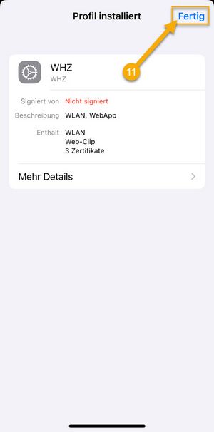 Screenshot - WLAN Konfiguration Apple iOS, Schritt 11