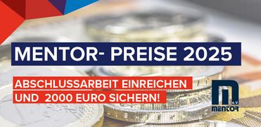 Button mit Schrift Mentor-Preise, im Hintergrund Grafik mit Geld