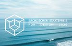 Blick aufs Meer, leichter Wellengang, Symbol und Schrift: Sächsischer Staatspreis für Design
