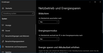 Screenshot: Anleitung. Energiesparmodus am Rechner konfigurieren.