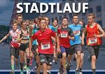 Abbildung: Plakat für den 12. Sparkassen-Stadtlauf, laufende / rennende Teilnehmer mit Teilnehmernummern