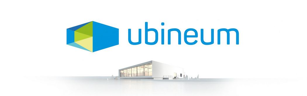 Bild: Banner für das Ubineum mit Modelldarstellung des Gebäudes.
