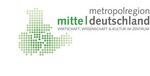Banner: Metropolregion Mitteldeutschland mit grafischer Darstellung der Bundesländer Sachsen-Anhalt, Thüringen und Sachsen.
