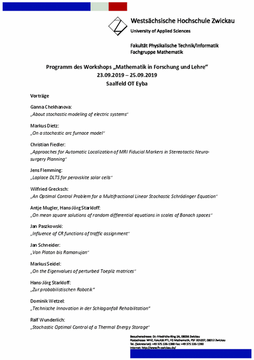 PDF: Programm des Workshops „Mathematik in Forschung und Lehre “23.09.2019 – 25.09.2019.