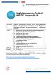 PDF: Information zum Lehrgang. Qualitätsmanagement-Fachkraft QMF-TÜV Lehrgang