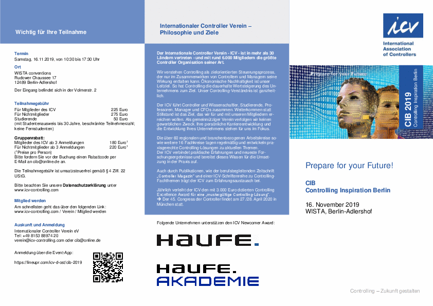 PDF: Flyer. Programm zum Seminar. Prepare for your Future. CIB Controlling Inspiration Berlin.