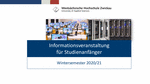 PDF: Präsentation. Informationsveranstaltung für Studienanfänger WS 2020/21.