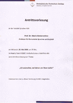 Antrittsvorlesung zum Thema: "lch wünschte, sie hätten ein Wort dafür"