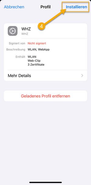 Screenshot - WLAN Konfiguration Apple iOS, Schritt 4