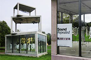 Foto: Außenaufnahme. Ausstellung "Sound Repeated" im Kunstpavillon Gera