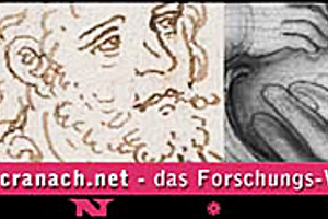 Infobanner: Herzliche Einladung zur "Besichtigung": www.cranach.net Das Forschungs-Wiki zu Lucas Cranach, seinen Söhnen und seiner Werkstatt.