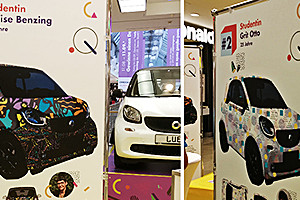 Foto: Ausstellung. Smart automobil wird zum Kunstobjekt für Schneeberger Studenten.