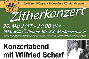 Ausschnitt Plakat: Zitherkonzert mit Wielfried Scharf