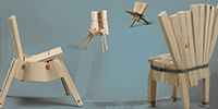 Foto: Master Abschlussarbeit "Softboiled" von Markus Weber, Fachrichtung Holzgestaltung, 2017, hölzerne kunstvolle Stühle