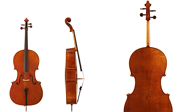 Foto: Ein Cello, Modell "Cristiani", verschiedene Ansichten.