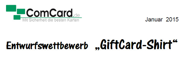 Logo: ComCard.de , Entwurfswettbewerb "GiftCard-Shirt".