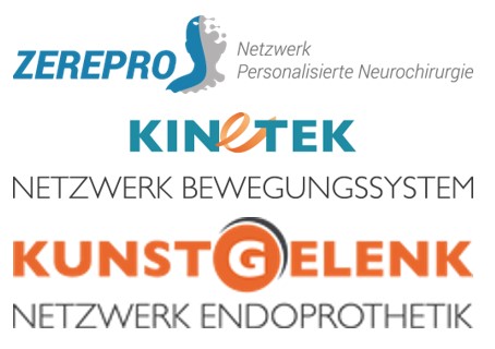 Logobanner: Netzwerke. Personalisierte Neurochirurgie, Bewegungssystem, Endoprothetik.