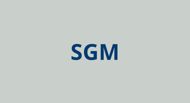 Abbildung: graue Kachel mit Beschriftung SGM, studentisches Gesundheitsmanagement