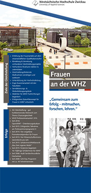 Bild: Flyer. Frauen an der WHZ. "Gemeinsam zum Erfolg - mitmachen, forschen, lehren."