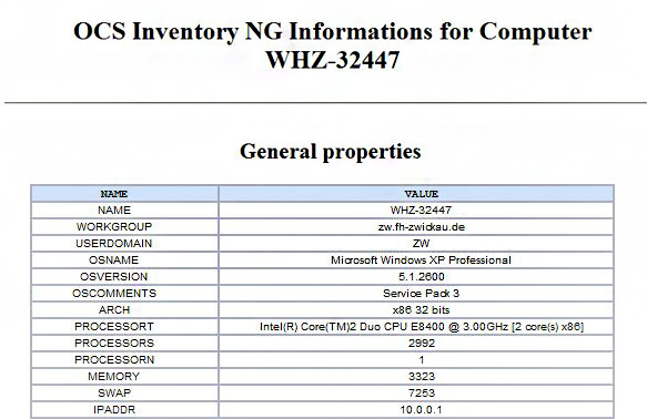 Screenshot: Hinweis 3 zu OCS-Inventory Datenbankeintrag.