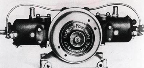 altes historisches Bild eines entwickelten Motors von Rasmussen